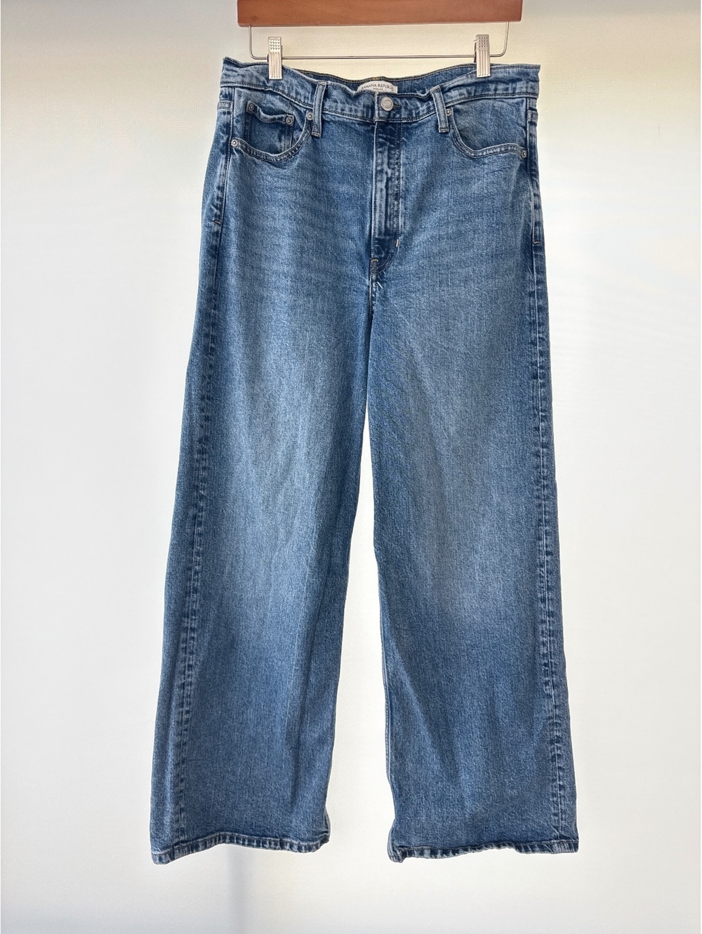Banana Republic Wide Leg Jeans Womens 31 Blue High Rise Relaxed Denim